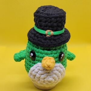 NEW ONE OF A KIND - St. Patty's Day Handcrafted Green and Black Crochet Penguin